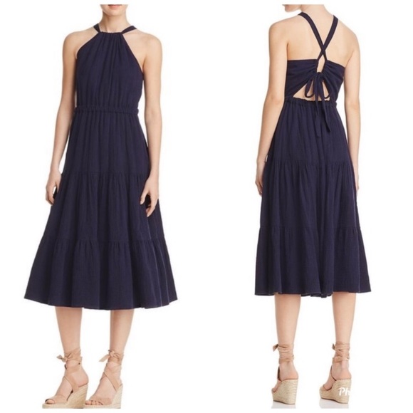 Rebecca Taylor Dresses & Skirts - Navy Blue Rebecca Taylor Halter Midi Dress